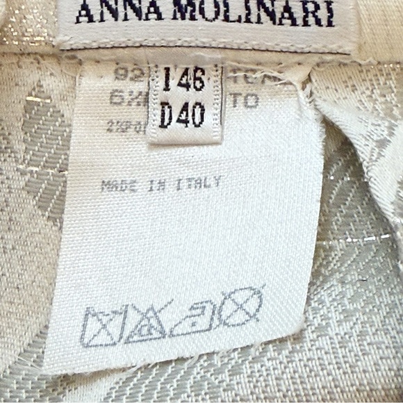 Anna Molinari Italy Floral Jacquard Blazer Skirt Suit Set Metallic Silver 10 - Picture 4 of 15